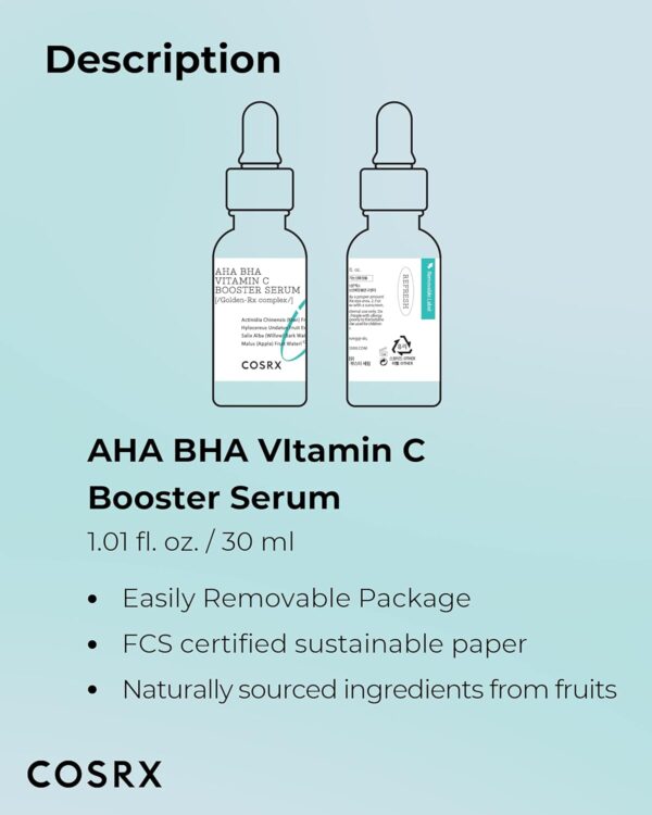 COSRX AHA BHA Vitamin C Booster Serum 1.01fl.oz/30ml, Anti Aging, Plumping, Hydrating Serum with Niacinamide, Not Tested on Animals, No Parabens, Korean Skincare - Image 7