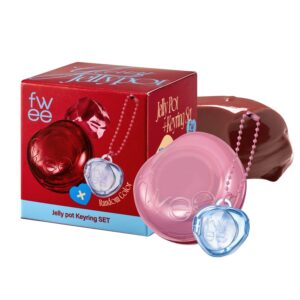Glowy Jelly Pot + Keychain SET | Dewy Jelly Lip & Blush Color, Tinted Glow Jelly Balm, Dewy Buildable Finish – Caramelized (Rosy Brown) | 0.14 oz