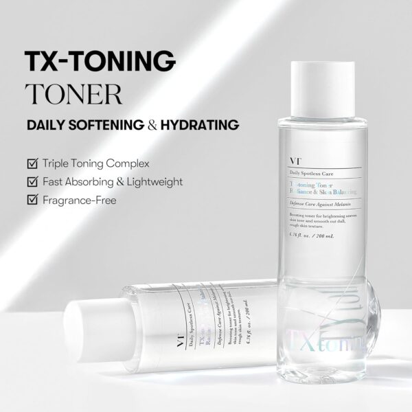 VT COSMETICS TX Toning Facial Toner with Tranexamic Acid, Niacinamide, Glutathione, Hydrating, Refreshing Toner for Dark Spots, Acne Scar, Exfoliating, Sensitive Skin, Korean Skincare, Fragrance-Free - Image 2