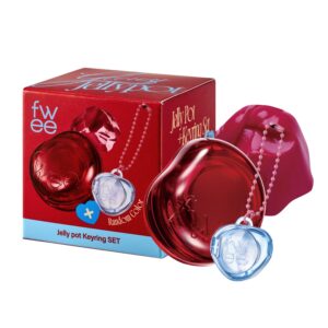 Glowy Jelly Pot + Keychain SET | Dewy Jelly Lip & Blush Color, Tinted Glow Jelly Balm, Dewy Buildable Finish – Sour Gummy (Berry Red) | 0.14 oz