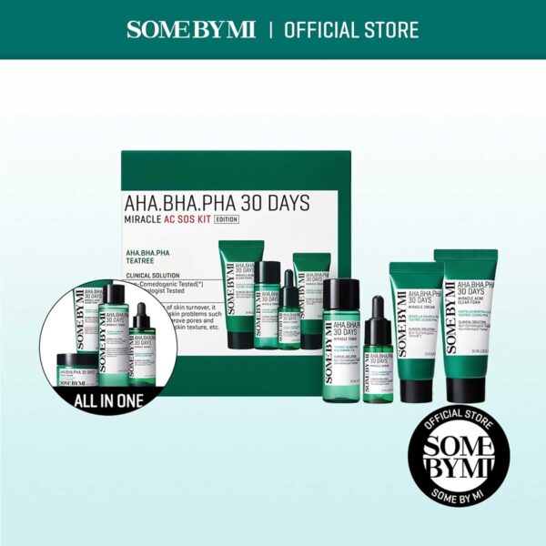 SOME BY MI AHA BHA PHA 30Days Miracle AC SOS Kit - Toner 1.01Oz, Serum 0.33Oz, Cream 0.7Oz, Foam 1.01Oz - Mild Exfoliating Daily Skin Care Set - Skin Wastes, Sebum, Oiliness Care - Korean Skin Care - Image 2