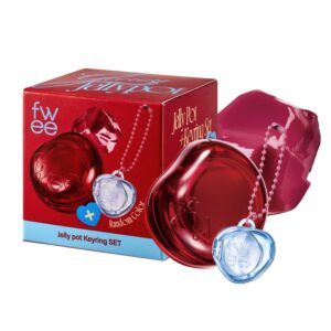 Glowy Jelly Pot + Keychain SET | Dewy Jelly Lip & Blush Color, Tinted Glow Jelly Balm, Dewy Buildable Finish – Cherryppo (Cherry Red) | 0.14 oz