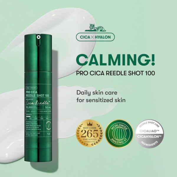 VT COSMETICS Pro Cica Reedle Shot 100, Centella Asiatica Microneedling Serum, Cica Exosome, Soothing, Hyaluronic Acid, Soft Skin, Glass Skin, Korean Skin Booster 1.69 Fl Oz.(50ml) - Image 2