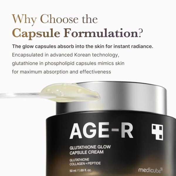 medicube AGE-R Glutathione Glow Capsule Facial Cream - Instant Lifting Moisturizer - Collagen Peptide For Hydrating Glow - Improve Blemishes, Uneven Skin Tone - Korean Skin Care 1.69 fl.oz - Image 3