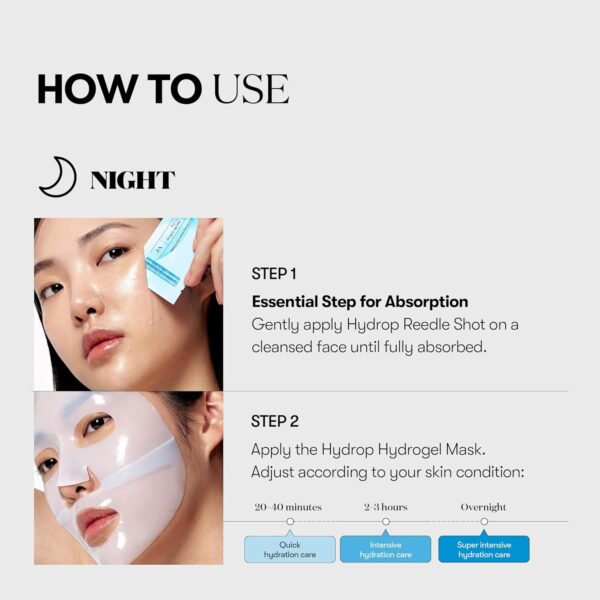 VT COSMETICS Hydrop Reedle Shot 100hl 2-Step Hydrogel Mask(34.5gx4ea), Intensive Hydrating, Exosome Hyaluronic Acid, Dewy & Glass Skin, Overnight Melting Mask, Korean Facial Mask - Image 4