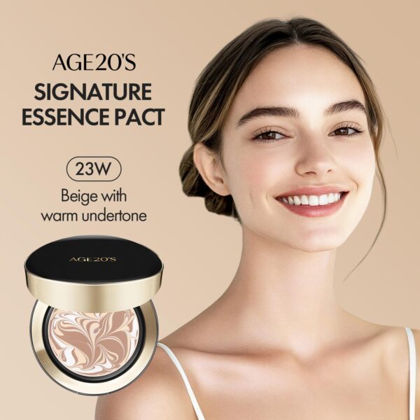 AGE20'S Signature Essence Pact SPF 50+ | Pack of 1 | 23W BEIGE | Cream Foundation, Dewy Finish, Natural Coverage | Korean Cushion Foundation - Image 8
