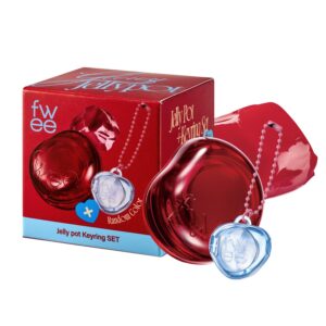 Glowy Jelly Pot + Keychain SET | Dewy Jelly Lip & Blush Color, Tinted Glow Jelly Balm, Dewy Buildable Finish – Squeezed (Vibrant Red) | 0.14 oz