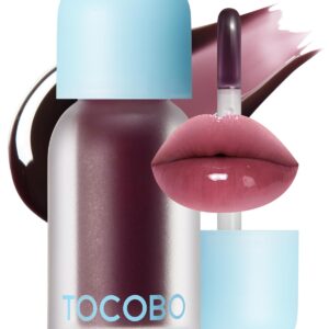 TOCOBO Juicy Berry Plumping Lip Oil 03 Black Cherry – Korean Vegan Hydrating Lip Oil with Plant Oils for High Shine Gloss - Non Sticky Formula for All Skin Tones, 0.12 fl.oz.