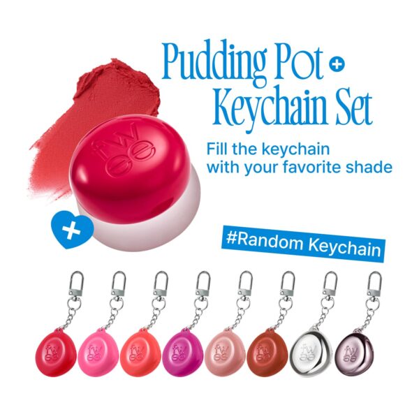 Blurry Pudding Pot + Keychain SET | Airbrushed Blush & Lip, Buildable Pigment, Long-lasting, Lightweight, Easy to Blend, Natural Soft Matte Finish Makeup – D-day (Neon Red) | 0.17 oz - Image 2