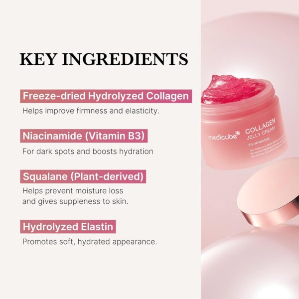 medicube Collagen Jelly Cream- Niacinamide & Freeze-Dried Hydrolyzed Collagen - Boosts skin's barrier hydration and gives 24h Glow & Lifted Look - Korean skincare (1.69 Fl Oz (Pack of 1)) - Image 6