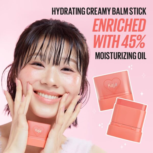 KAJA Cheek & Lip - Dewy Bar 06 Grapefruit Gelato | Creamy Blusher and Balm Multi-Stick, 45% Moisturizing Oil, Apple Extract, Vitamin-Hyaluronic Acid Infused, High Shine, Non-Sticky, Easy Blending, 10g - Image 4