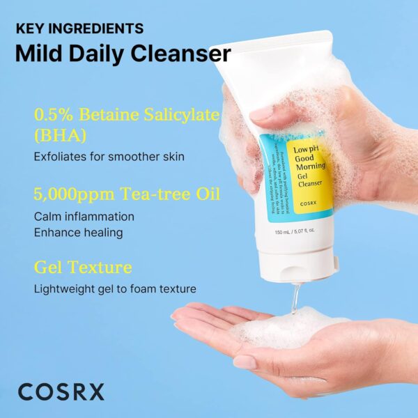 COSRX Low pH Good Morning Gel Face Cleanser, 5.07 fl oz, BHA Face Wash, Daily Mild Face Cleanser for Sensitive Skin, PH Balancing, Korean Skin Care, Korean Face Wash - Image 4