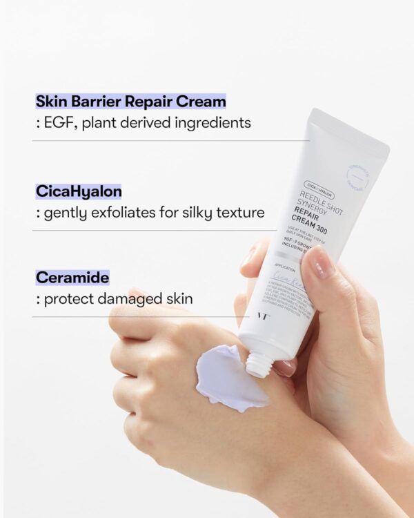 VT COSMETICS Reedle Shot Synergy Repair Cream 300, Skin Barrier Repair Cream with EGF, Ceramide, CicaHyalon, Korean SkinCare (1.69 oz. /50ml) - Image 3
