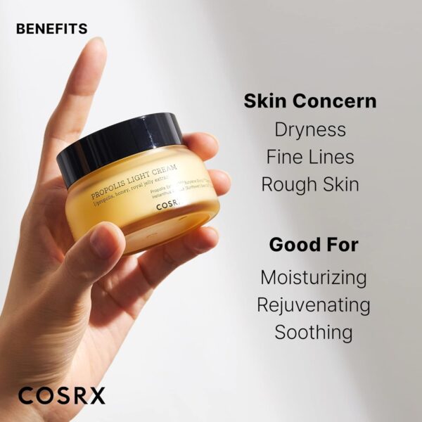 COSRX Full Fit Propolis Light Cream, 2.19 Fl.oz / 65ml, Propolis 64.5%, Hydrating Daily Day and Night Moisturiser, Korean Skin Care, Not Tested on Animals, Paraben Free - Image 4