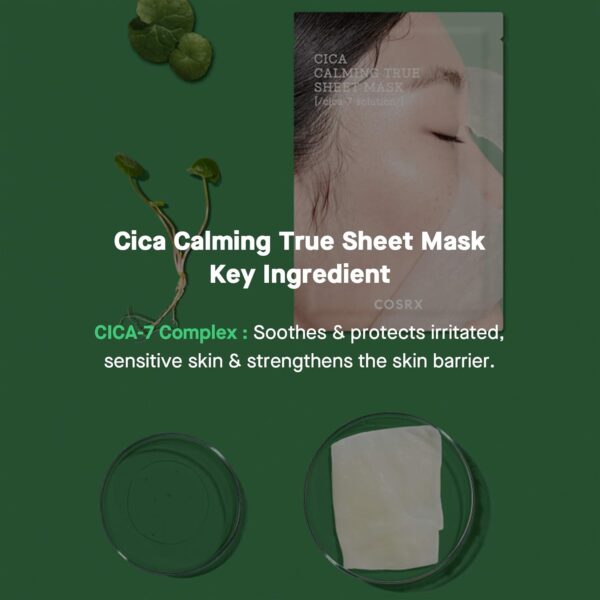 COSRX Cica Calming True Sheet Mask, 21ml/0.71 fl.oz, Centella Face Mask with Centella Asiatica, Lightweight Finish, Parabens Free, Korean Skin Care - Image 2
