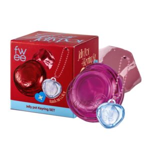 Glowy Jelly Pot + Keychain SET | Dewy Jelly Lip & Blush Color, Tinted Glow Jelly Balm, Dewy Buildable Finish – Cream Tea (Muted Mauve) | 0.14 oz