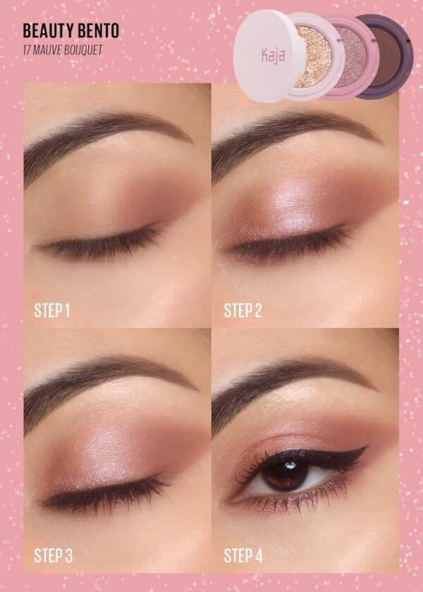 Kaja Eye Bento Collection - Bouncy Eyeshadow Trio | 17 Mauve Bouquet | Mauve Berry Tone | Vegan, Cruelty free - Image 5