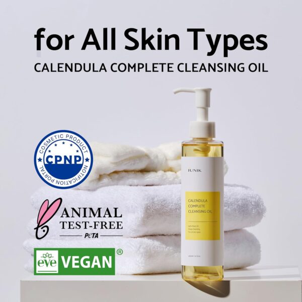 IUNIK Calendula & Jojoba Oil-Infused Vegan Cleansing Oil – Gentle Blackhead Melting & Makeup Remover Facial Cleanser w/ 94% Plant-based Oils Korean Skincare - Image 2