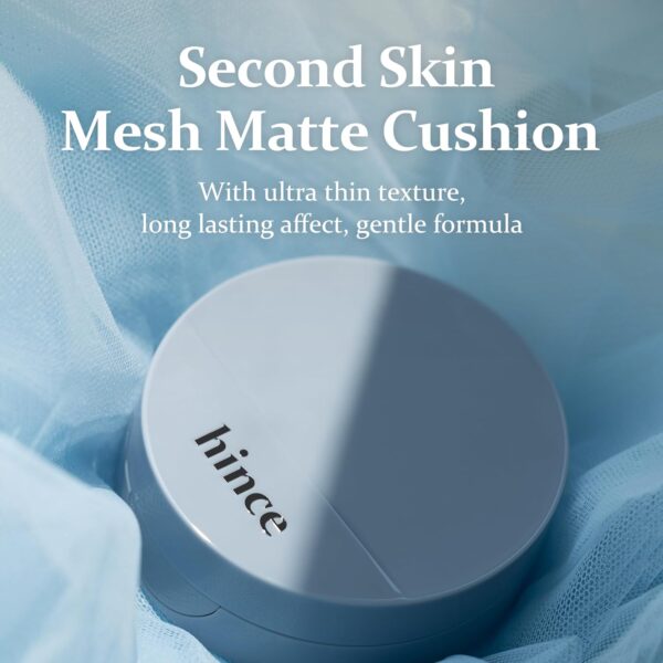hince Second Skin Mesh Matte Cushion - 12g, Natural Coverage, Semi Matte Finish, Flawless Coverage, 24hr Long Lasting, Korean Cushion Foundation, Blue Cushion (SAND, 23) - Image 2