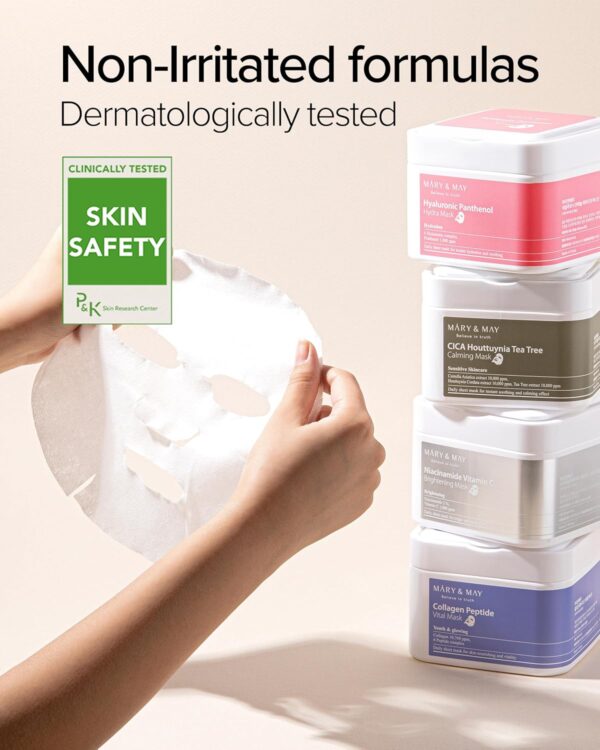 Mary&May Hyaluronic Panthenol Hydra Mask - Daily Pull Out Sheet Mask for Intense Moisturizing and Soothing - Korean Skincare, Hypoallergenic, Cruelty-Free, 30 Sheets - Image 6
