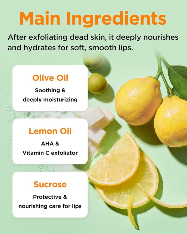 TOCOBO Lemon Sugar Lip Mask – Korean Vegan Lip Scrub & Overnight Exfoliating Treatment for Dry, Chapped Lips – Hydrating, Plumping, Smoothing – Glazed Balm Texture, Non-Sticky, 0.68oz - Image 5