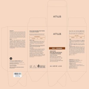 ANUA RICE ENZYME BRIGHTENING CLEANSING POWDER, Rice Mask, Ceramide, Gentle Face Wash for Brightening, Radiant Skin, Facial Cleanser for Dry Skin, Korean Skincare, Fragrance Free, 40g/1.41fl.oz.