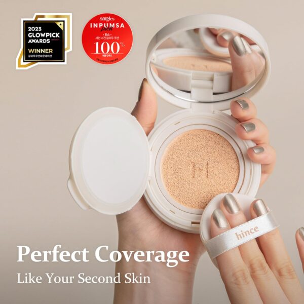 hince Second Skin Glow Cushion-12g | Skin Foundation dewy, glow, long-lasting, classy, clean beauty, lightweight, natural look,refreshing, moisturizing, slim fitting texture (IVORY, 21) - Image 6