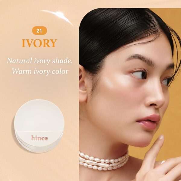 hince Second Skin Glow Cushion-12g | Skin Foundation dewy, glow, long-lasting, classy, clean beauty, lightweight, natural look,refreshing, moisturizing, slim fitting texture (IVORY, 21) - Image 3