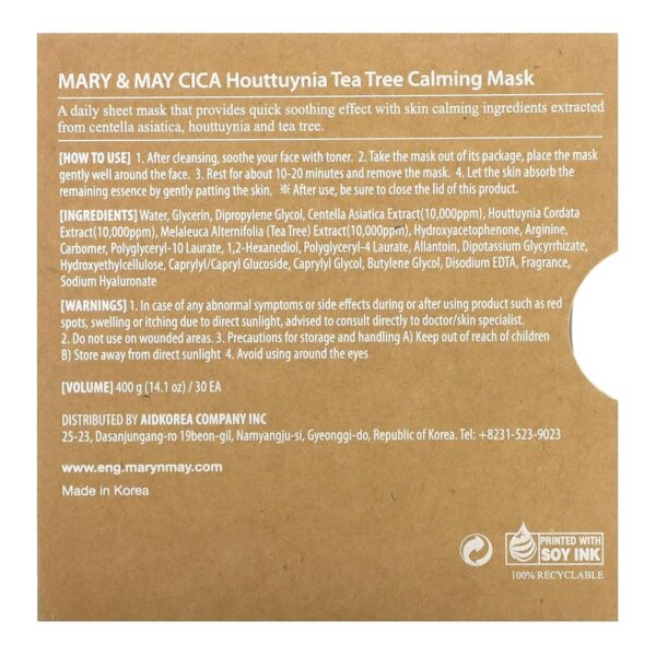 Mary&May CICA Houttuynia Tea Tree Calming Mask - Daily Pull Out Sheet Mask for Instant Soothing & Moisturizing - Korean Skincare, Hypoallergenic and Cruelty-Free, 30 Sheets - Image 9