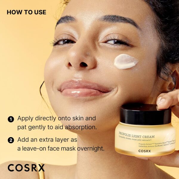 COSRX Full Fit Propolis Light Cream, 2.19 Fl.oz / 65ml, Propolis 64.5%, Hydrating Daily Day and Night Moisturiser, Korean Skin Care, Not Tested on Animals, Paraben Free - Image 5