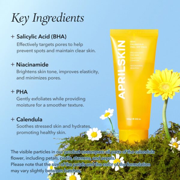 APRILSKIN Calendula Flower-Infused Facial Peel Off Mask, 3.52 fl. oz, PHA, BHA & Niacinamide gently exfoliates, removes impurities, improves uneven skin tone, and minimizes pores, Korean Skincare - Image 5