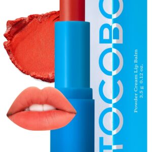 TOCOBO Powder Cream Lip Balm – Vegan Korean Soft Matte Lipstick Balm for Velvet Finish - Moisturizing & Blurring Effect – Lightweight Powdery Texture, Brick Orange, 0.12oz.