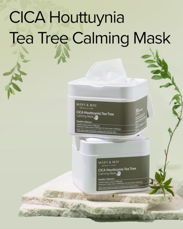 Mary&May CICA Houttuynia Tea Tree Calming Mask - Daily Pull Out Sheet Mask for Instant Soothing & Moisturizing - Korean Skincare, Hypoallergenic and Cruelty-Free, 30 Sheets - Image 2