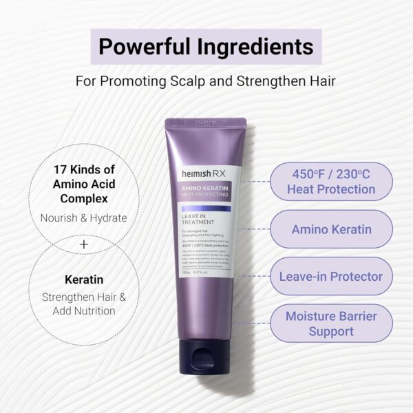 HEIMISH RX Amino Keratin Heat Protecting Leave In Treatment - Heat Protectant Cream, Leave-in Styling Hair Cream Treatment for Damaged Hair, Strengthening, Frizz Control, 150ml (5.07 fl. oz) - Image 4