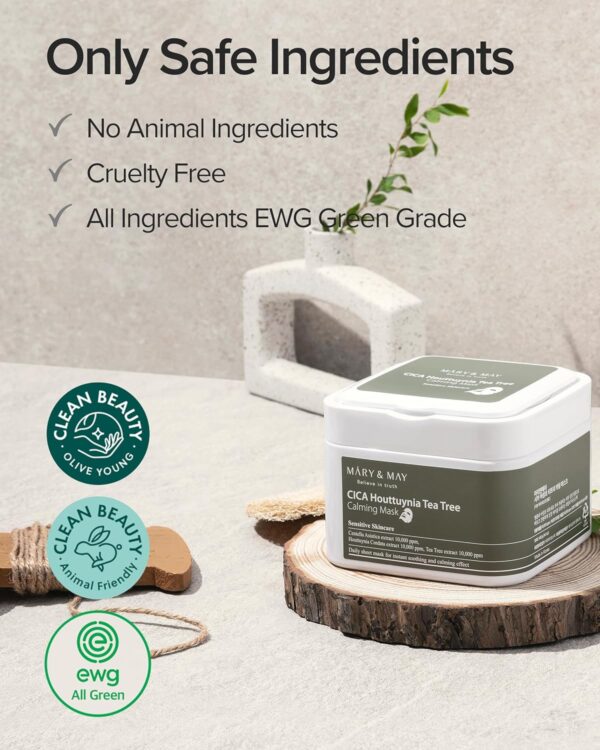 Mary&May CICA Houttuynia Tea Tree Calming Mask - Daily Pull Out Sheet Mask for Instant Soothing & Moisturizing - Korean Skincare, Hypoallergenic and Cruelty-Free, 30 Sheets - Image 6