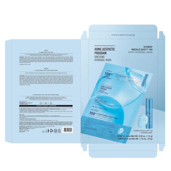 VT COSMETICS Hydrop Reedle Shot 100hl 2-Step Hydrogel Mask(34.5gx4ea), Intensive Hydrating, Exosome Hyaluronic Acid, Dewy & Glass Skin, Overnight Melting Mask, Korean Facial Mask - Image 6